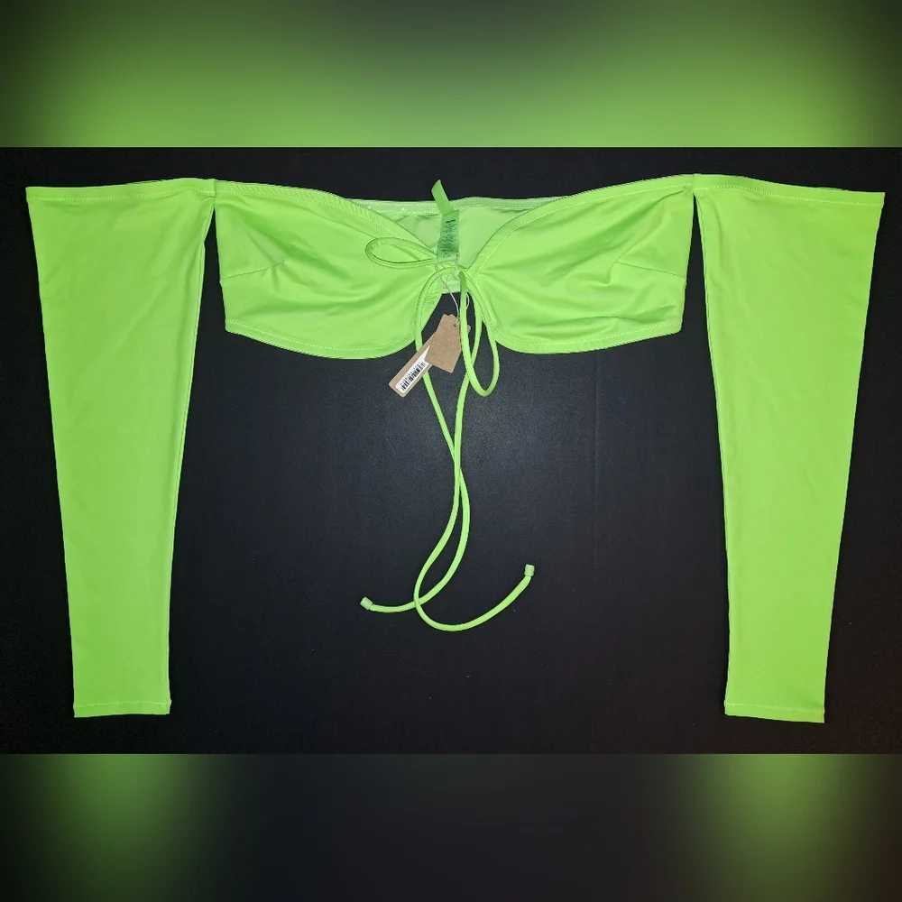 ⛱️NWT SKIMS Neon Green long sleeve Bikini Swim Shirt Top XXL 2X